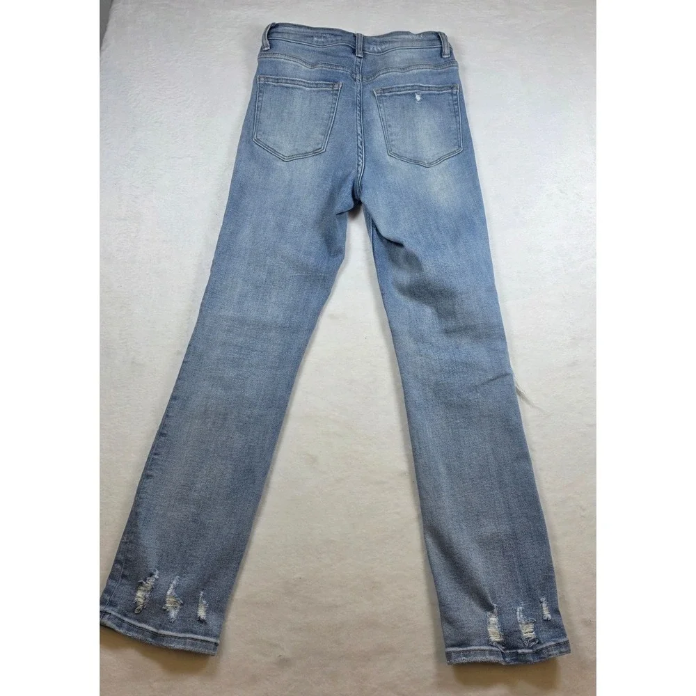 Altar'd State Vervet Distressed High Rise Straight Leg‎ Jeans Blue 25 V2218